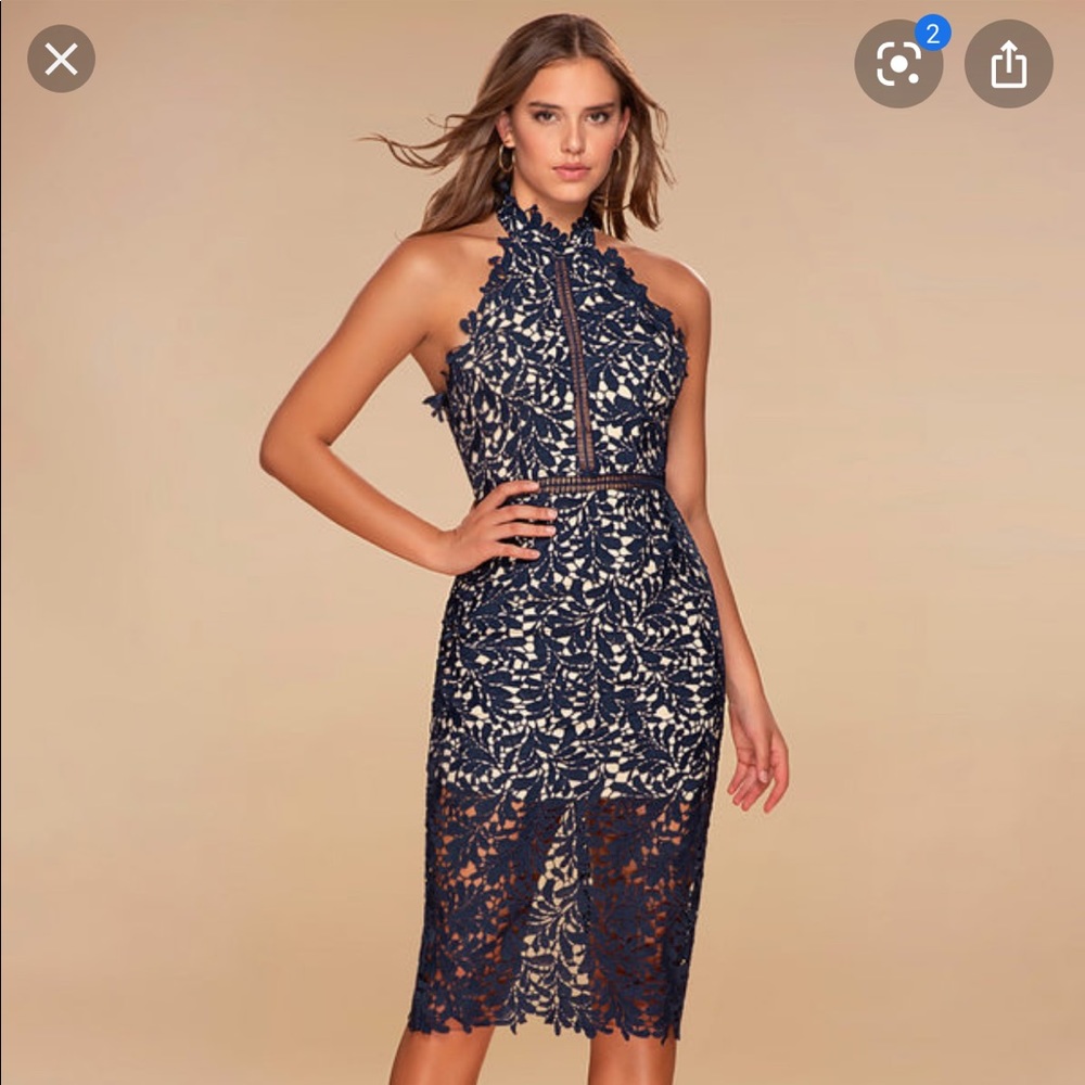 NWT Lulus Navy Blue Lace Dress